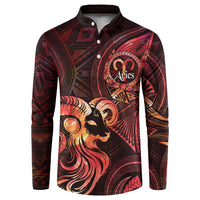 Personalised Polynesia Zodiac Aries Button Sweatshirt Galaxy Polynesian Pattern Chest Tattoo Style