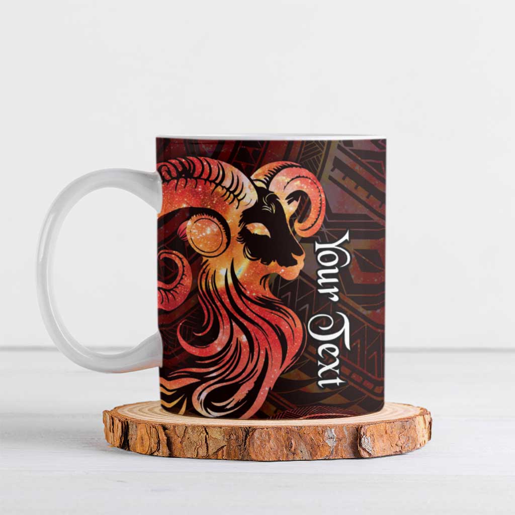 Personalised Polynesia Zodiac Aries Ceramic Mug Galaxy Polynesian Pattern Chest Tattoo Style