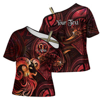 Personalised Polynesia Zodiac Aries Cross Shoulder Shirt Galaxy Polynesian Pattern Chest Tattoo Style