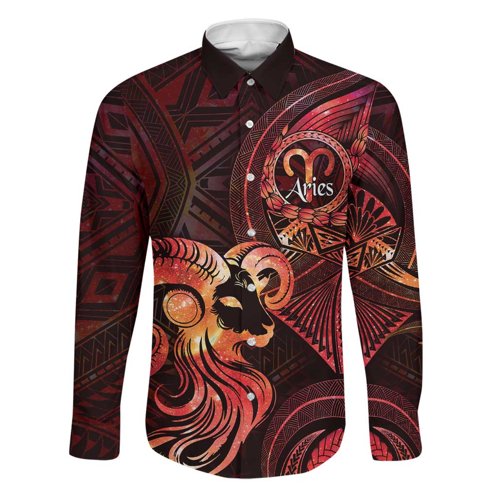 Personalised Polynesia Zodiac Aries Family Matching Off Shoulder Short Dress and Hawaiian Shirt Galaxy Polynesian Pattern Chest Tattoo Style