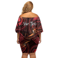 Personalised Polynesia Zodiac Aries Family Matching Off Shoulder Short Dress and Hawaiian Shirt Galaxy Polynesian Pattern Chest Tattoo Style