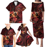 Personalised Polynesia Zodiac Aries Family Matching Puletasi and Hawaiian Shirt Galaxy Polynesian Pattern Chest Tattoo Style