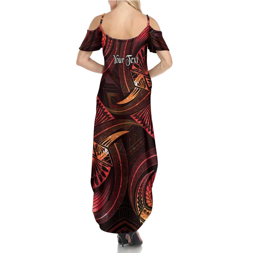 Personalised Polynesia Zodiac Aries Family Matching Summer Maxi Dress and Hawaiian Shirt Galaxy Polynesian Pattern Chest Tattoo Style