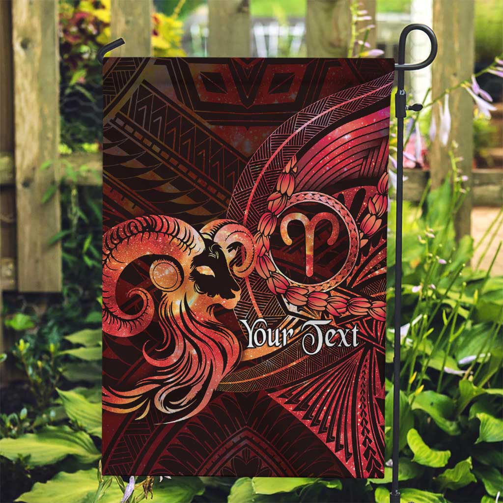 Personalised Polynesia Zodiac Aries Garden Flag Galaxy Polynesian Pattern Chest Tattoo Style