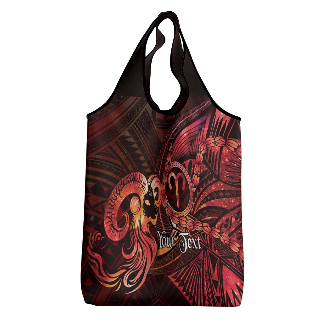 Personalised Polynesia Zodiac Aries Grocery Bag Galaxy Polynesian Pattern Chest Tattoo Style