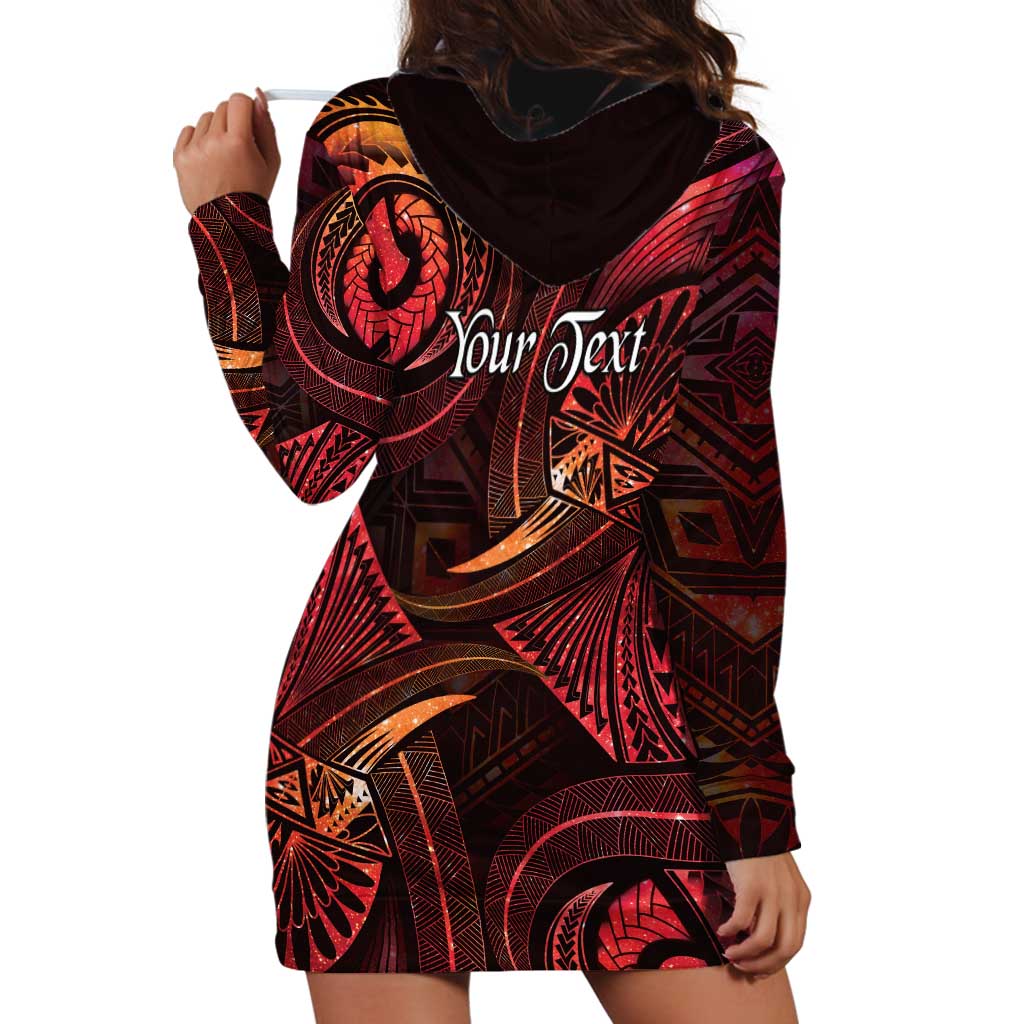Personalised Polynesia Zodiac Aries Hoodie Dress Galaxy Polynesian Pattern Chest Tattoo Style