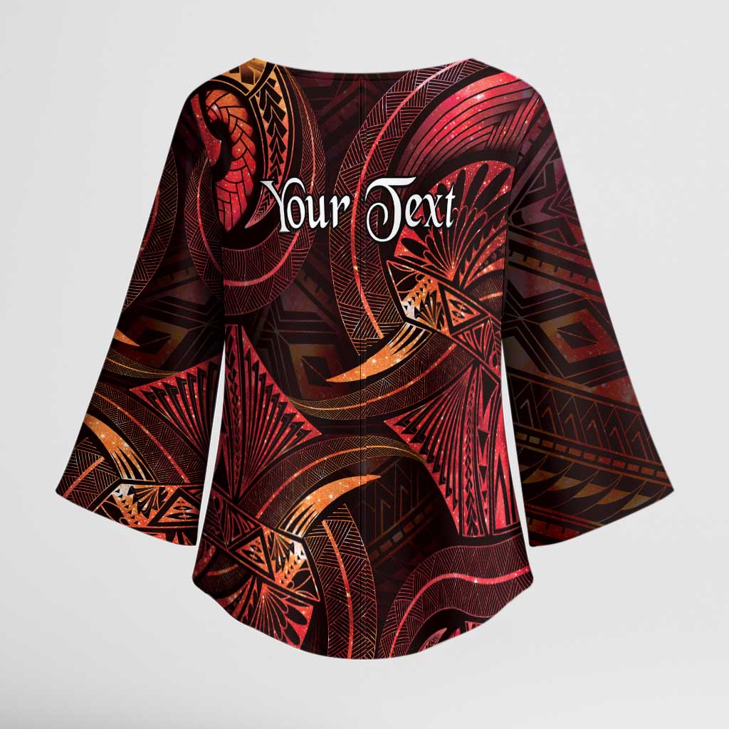 Personalised Polynesia Zodiac Aries Kimono Sleeve Blouse Galaxy Polynesian Pattern Chest Tattoo Style