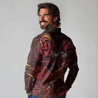 Personalised Polynesia Zodiac Aries Long Sleeve Polo Shirt Galaxy Polynesian Pattern Chest Tattoo Style