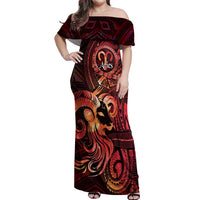 Personalised Polynesia Zodiac Aries Off Shoulder Maxi Dress Galaxy Polynesian Pattern Chest Tattoo Style