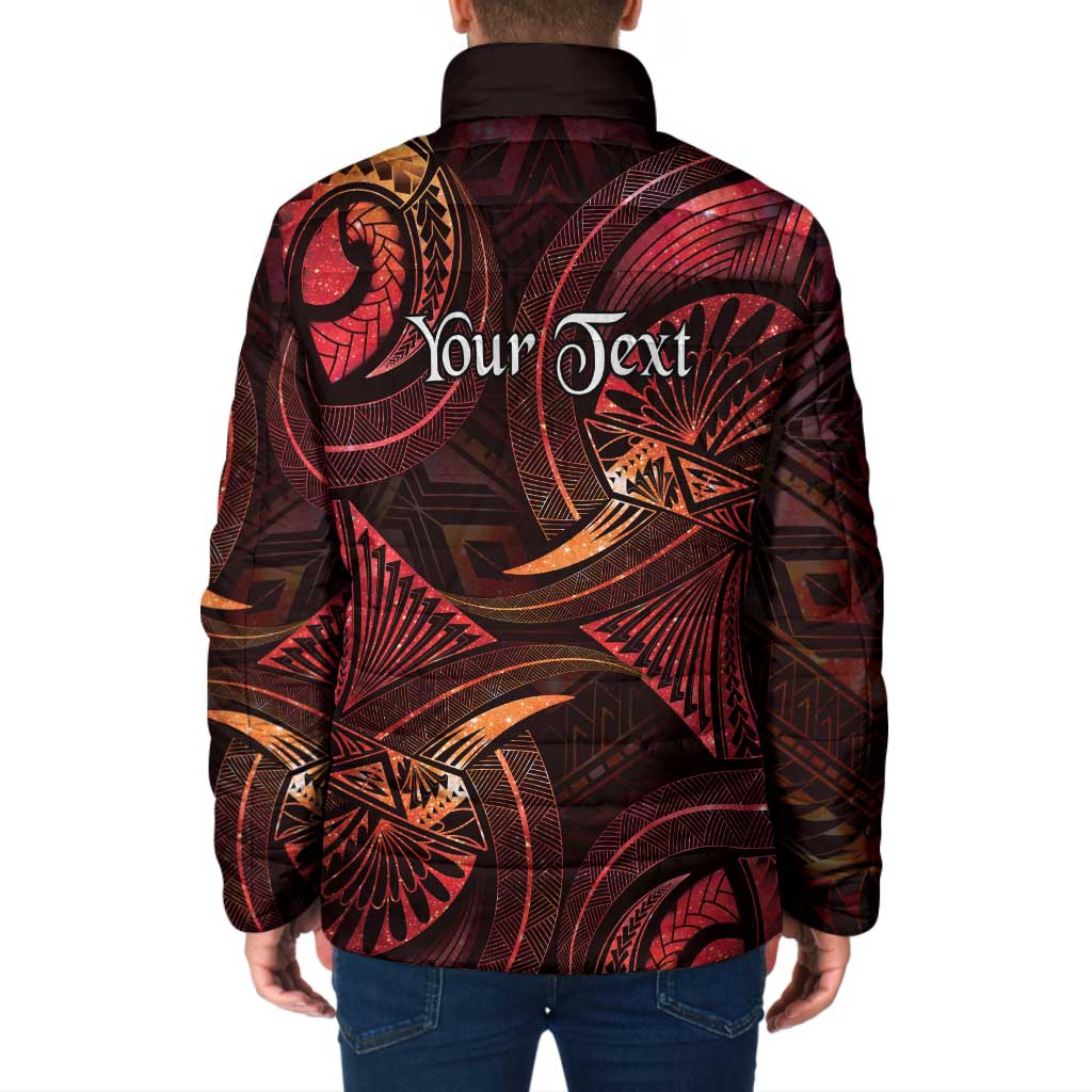 Personalised Polynesia Zodiac Aries Padded Jacket Galaxy Polynesian Pattern Chest Tattoo Style