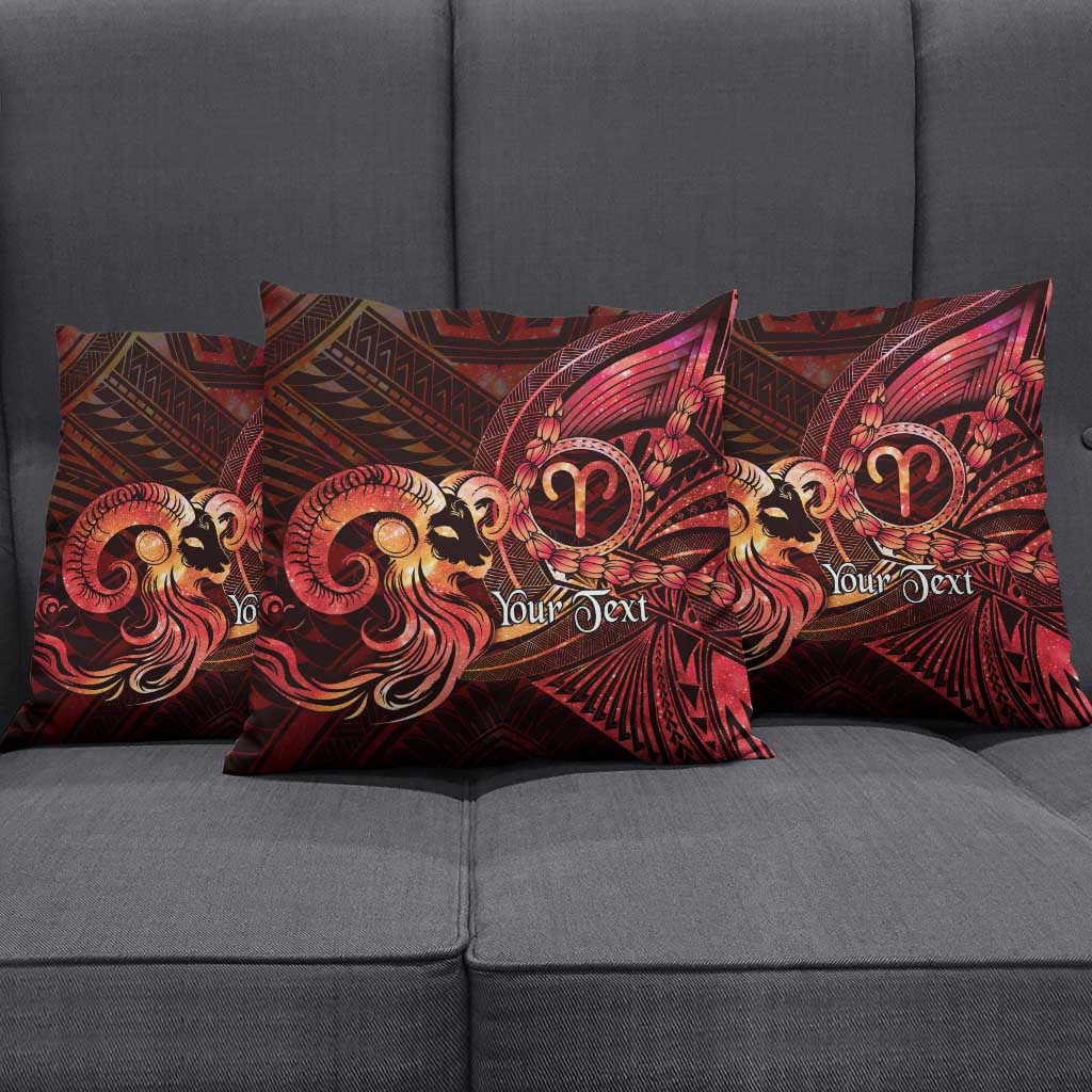 Personalised Polynesia Zodiac Aries Pillow Cover Galaxy Polynesian Pattern Chest Tattoo Style
