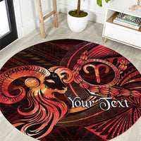 Personalised Polynesia Zodiac Aries Round Carpet Galaxy Polynesian Pattern Chest Tattoo Style