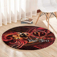 Personalised Polynesia Zodiac Aries Round Carpet Galaxy Polynesian Pattern Chest Tattoo Style