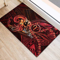 Personalised Polynesia Zodiac Aries Rubber Doormat Galaxy Polynesian Pattern Chest Tattoo Style