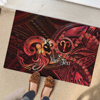 Personalised Polynesia Zodiac Aries Rubber Doormat Galaxy Polynesian Pattern Chest Tattoo Style
