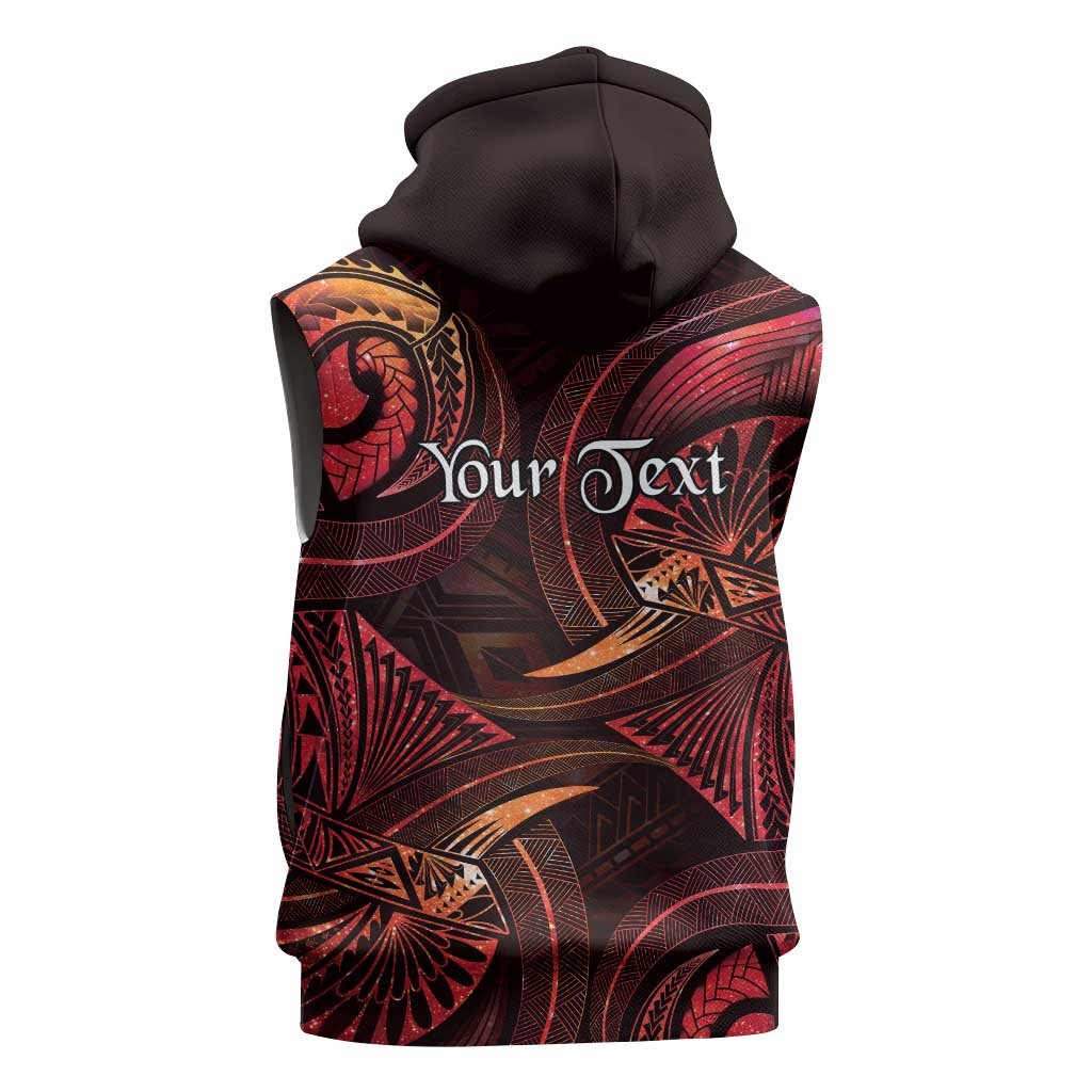 Personalised Polynesia Zodiac Aries Sleeveless Hoodie Galaxy Polynesian Pattern Chest Tattoo Style