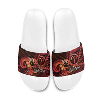 Personalised Polynesia Zodiac Aries Slide Sandals Galaxy Polynesian Pattern Chest Tattoo Style