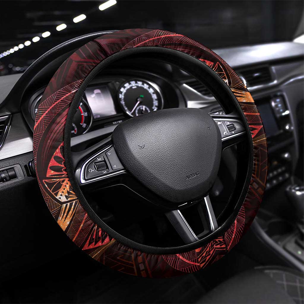 Polynesia Zodiac Aries Steering Wheel Cover Galaxy Polynesian Pattern Chest Tattoo Style