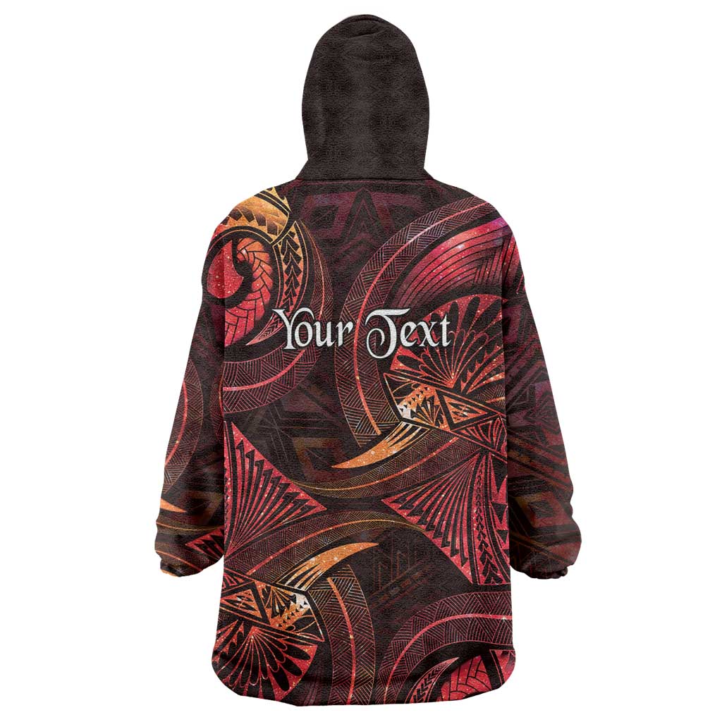 Personalised Polynesia Zodiac Aries Wearable Blanket Hoodie Galaxy Polynesian Pattern Chest Tattoo Style