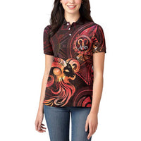 Personalised Polynesia Zodiac Aries Women Polo Shirt Galaxy Polynesian Pattern Chest Tattoo Style