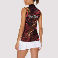 Personalised Polynesia Zodiac Aries Women Sleeveless Polo Shirt Galaxy Polynesian Pattern Chest Tattoo Style
