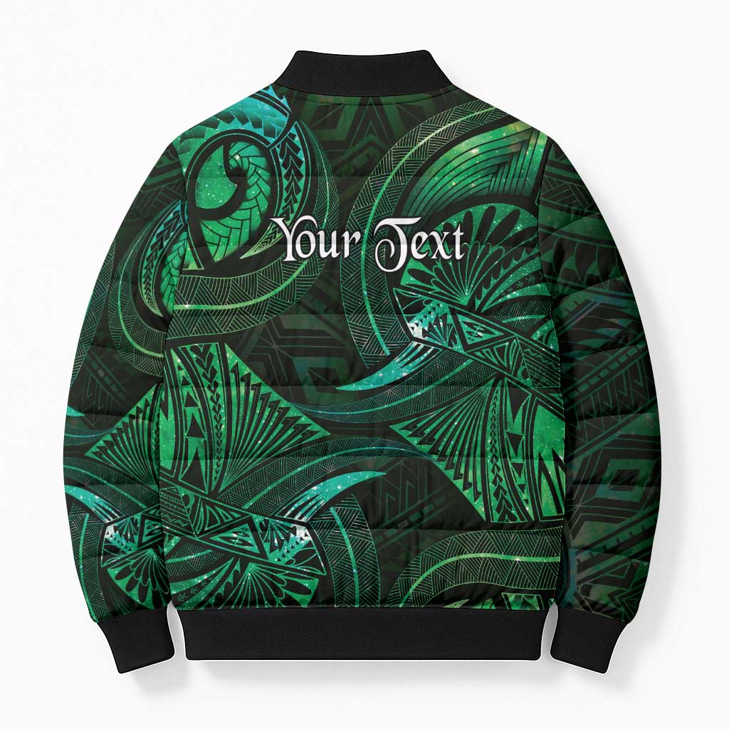 Personalised Polynesia Zodiac Taurus Bomber Puffer Jacket Galaxy Polynesian Pattern Chest Tattoo Style