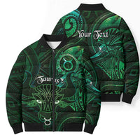 Personalised Polynesia Zodiac Taurus Bomber Puffer Jacket Galaxy Polynesian Pattern Chest Tattoo Style