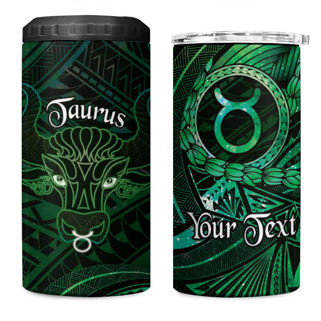 Personalised Polynesia Zodiac Taurus 4 in 1 Can Cooler Tumbler Galaxy Polynesian Pattern Chest Tattoo Style