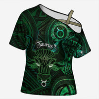 Personalised Polynesia Zodiac Taurus Cross Shoulder Shirt Galaxy Polynesian Pattern Chest Tattoo Style