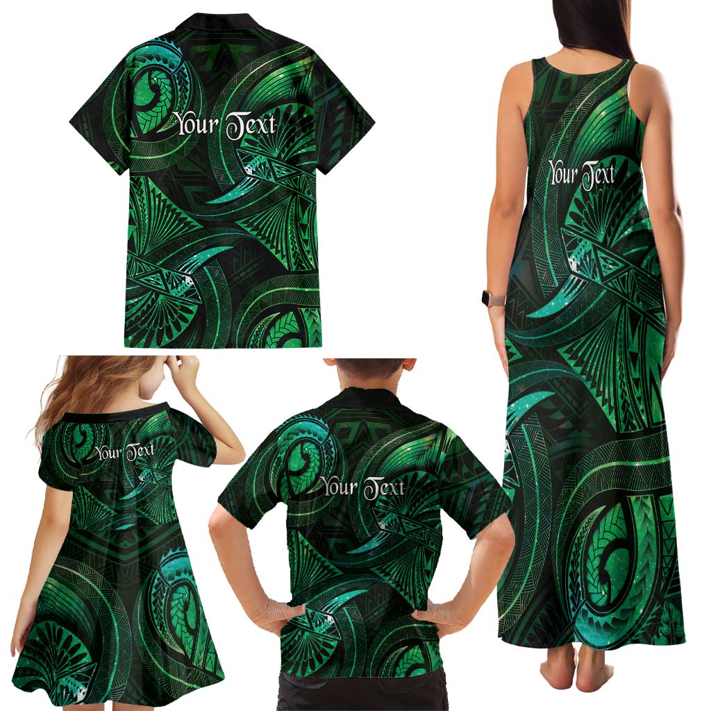 Personalised Polynesia Zodiac Taurus Family Matching Tank Maxi Dress and Hawaiian Shirt Galaxy Polynesian Pattern Chest Tattoo Style