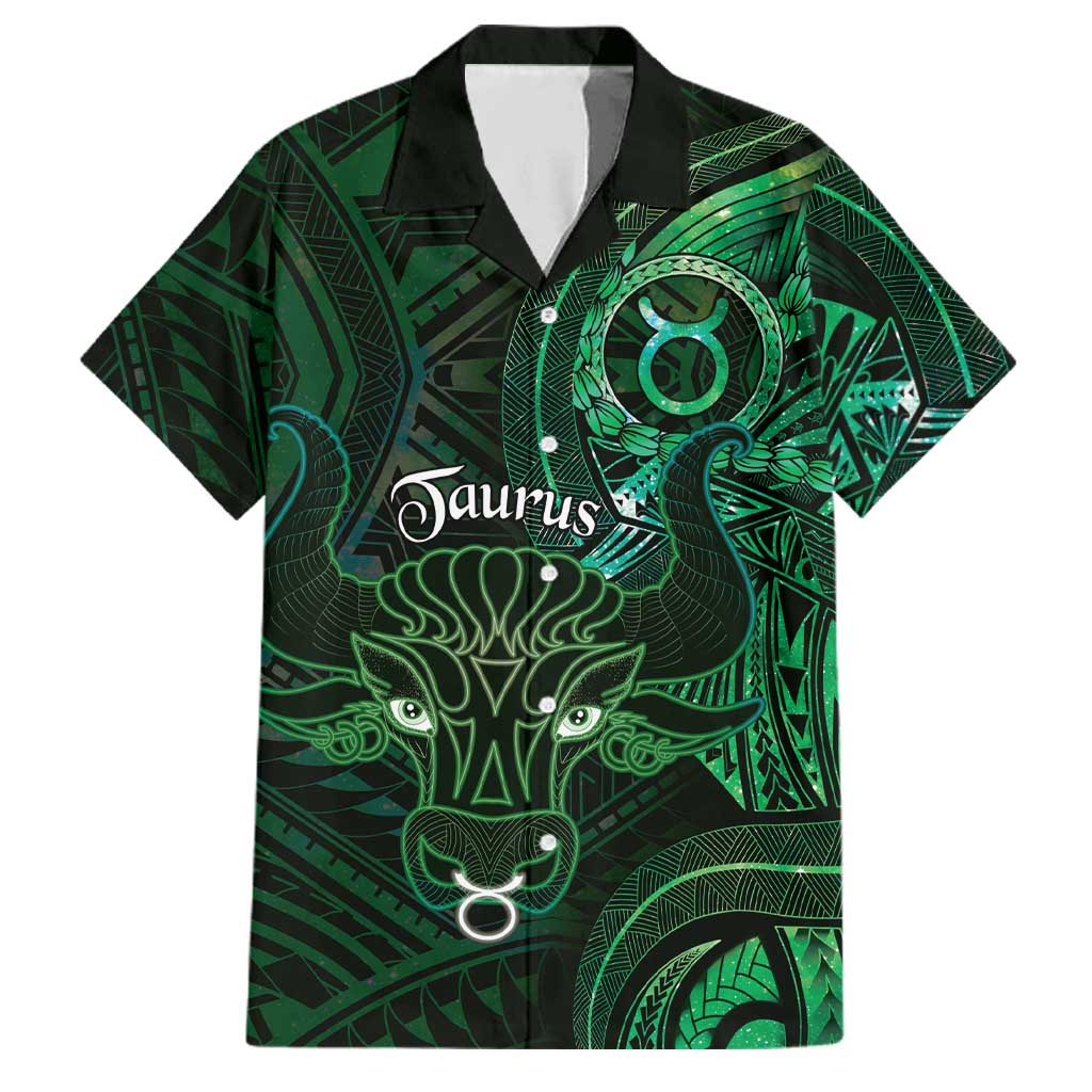 Personalised Polynesia Zodiac Taurus Family Matching Tank Maxi Dress and Hawaiian Shirt Galaxy Polynesian Pattern Chest Tattoo Style