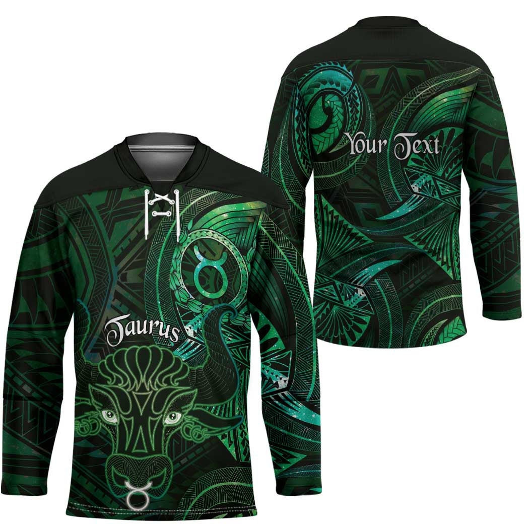 Personalised Polynesia Zodiac Taurus Hockey Jersey Galaxy Polynesian Pattern Chest Tattoo Style
