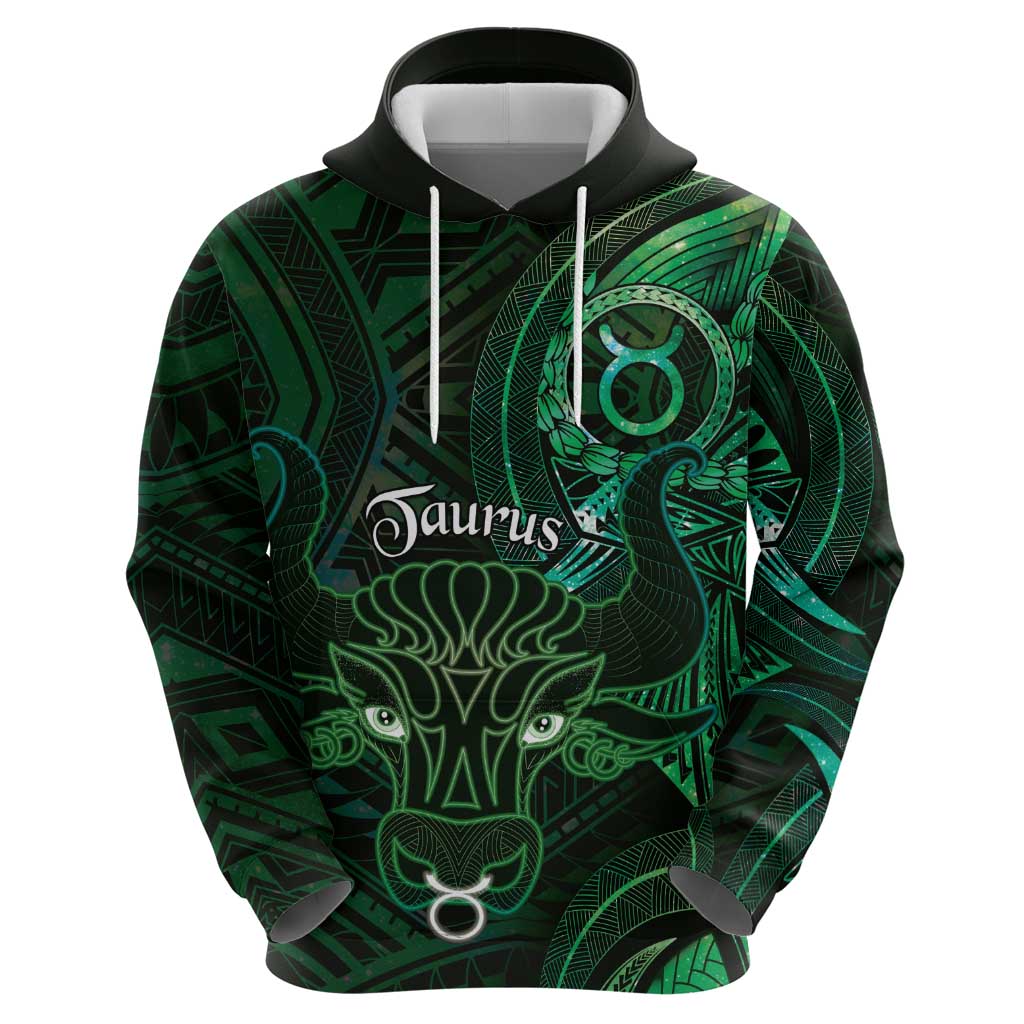Personalised Polynesia Zodiac Taurus Hoodie Galaxy Polynesian Pattern Chest Tattoo Style