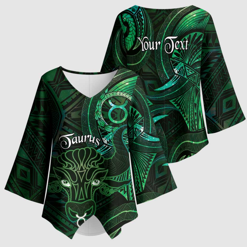 Personalised Polynesia Zodiac Taurus Kimono Sleeve Blouse Galaxy Polynesian Pattern Chest Tattoo Style