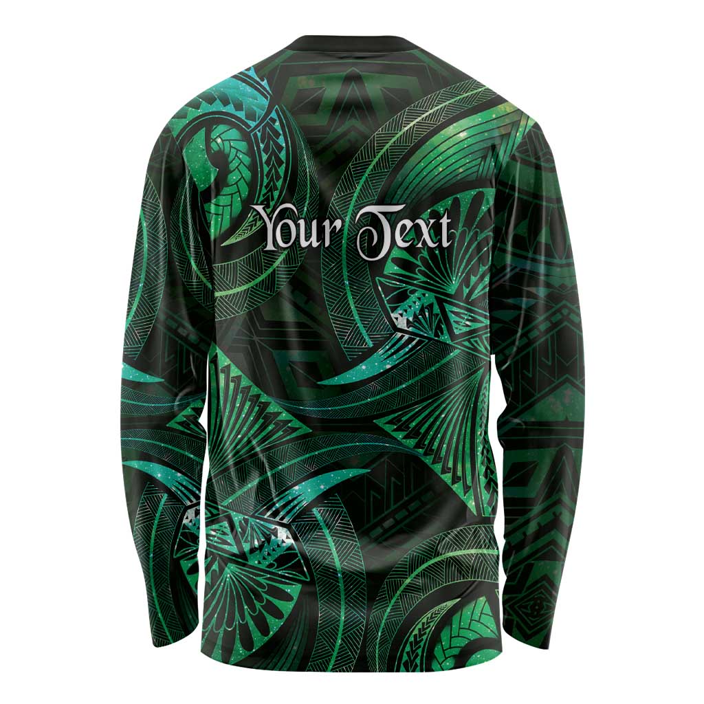 Personalised Polynesia Zodiac Taurus Long Sleeve Shirt Galaxy Polynesian Pattern Chest Tattoo Style