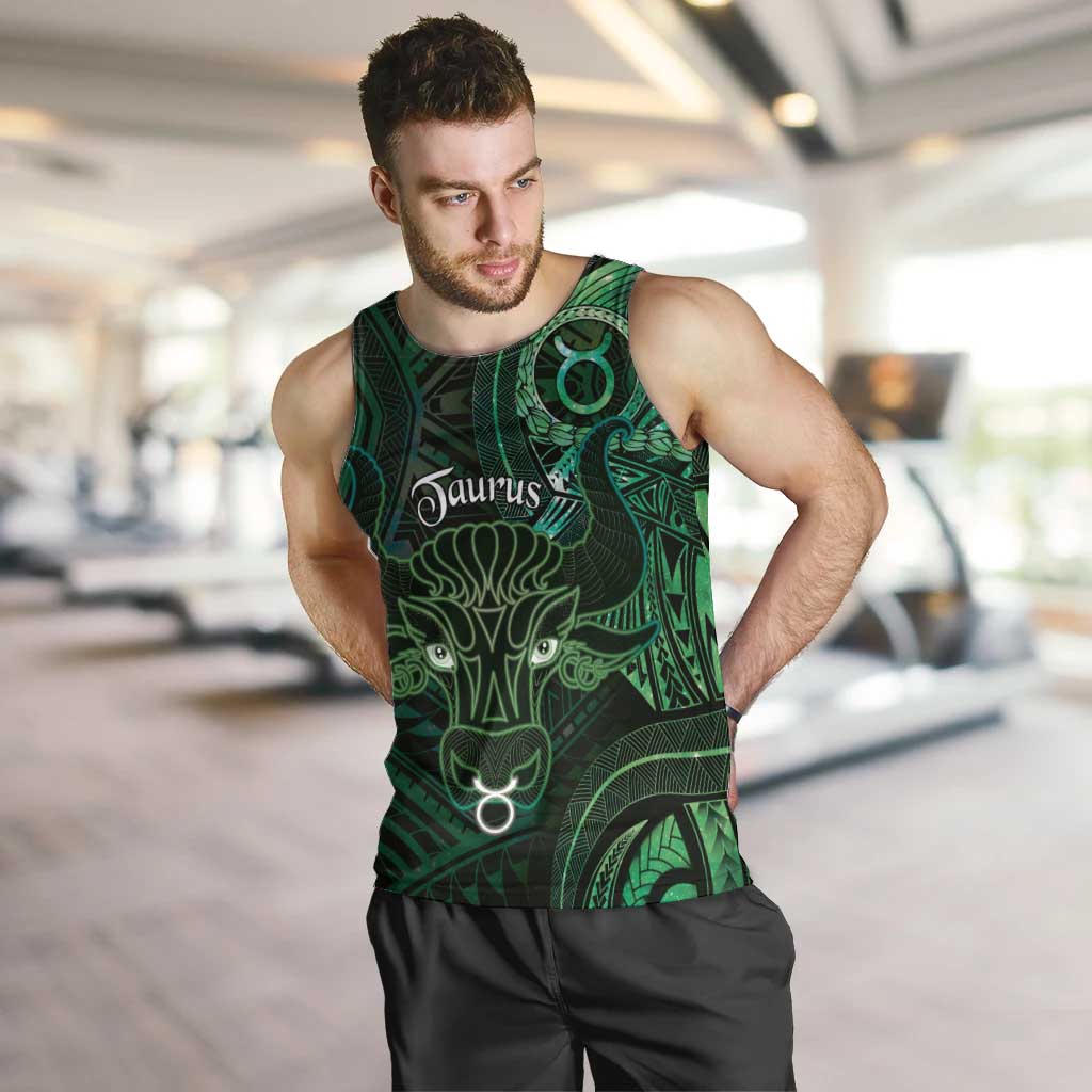 Personalised Polynesia Zodiac Taurus Men Tank Top Galaxy Polynesian Pattern Chest Tattoo Style