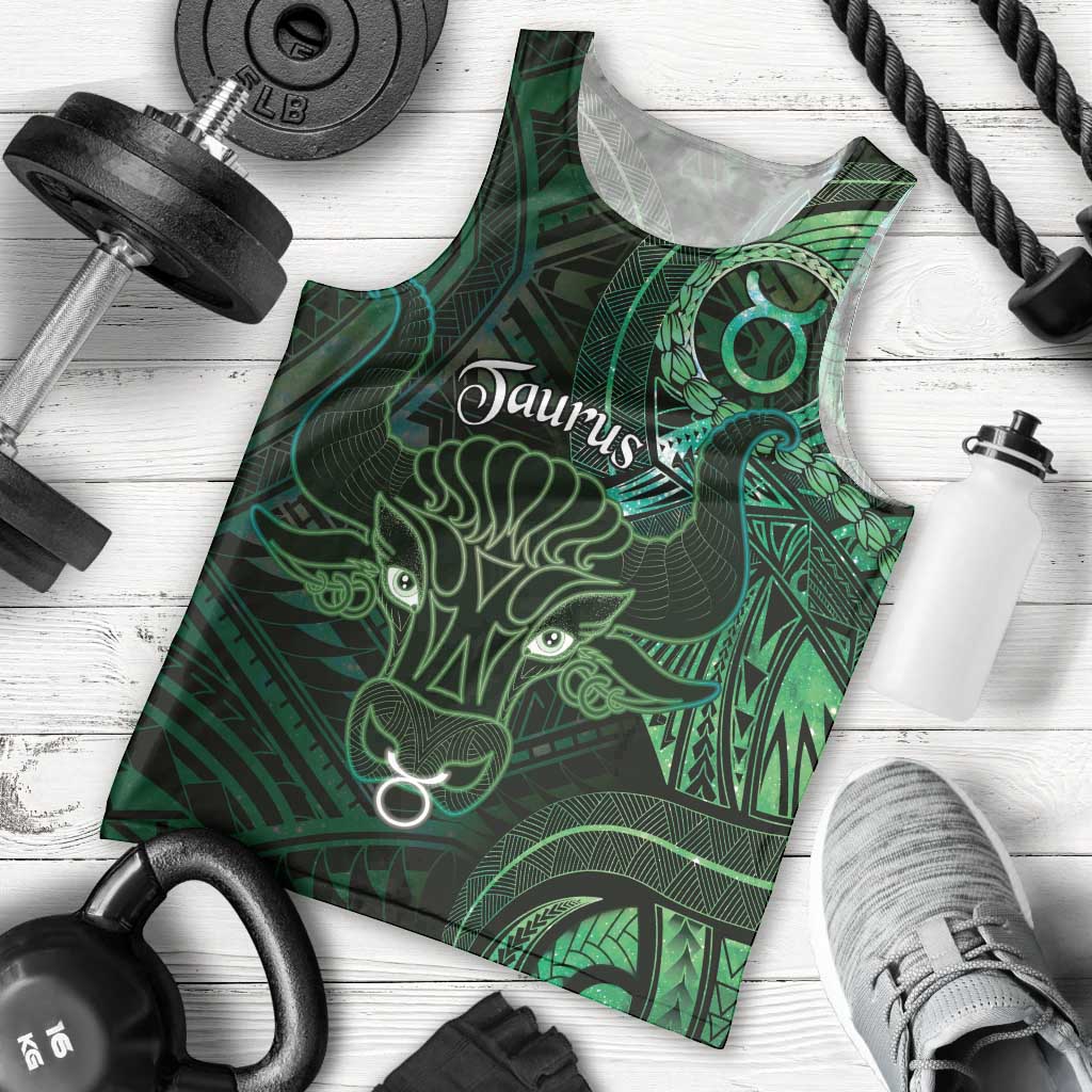 Personalised Polynesia Zodiac Taurus Men Tank Top Galaxy Polynesian Pattern Chest Tattoo Style