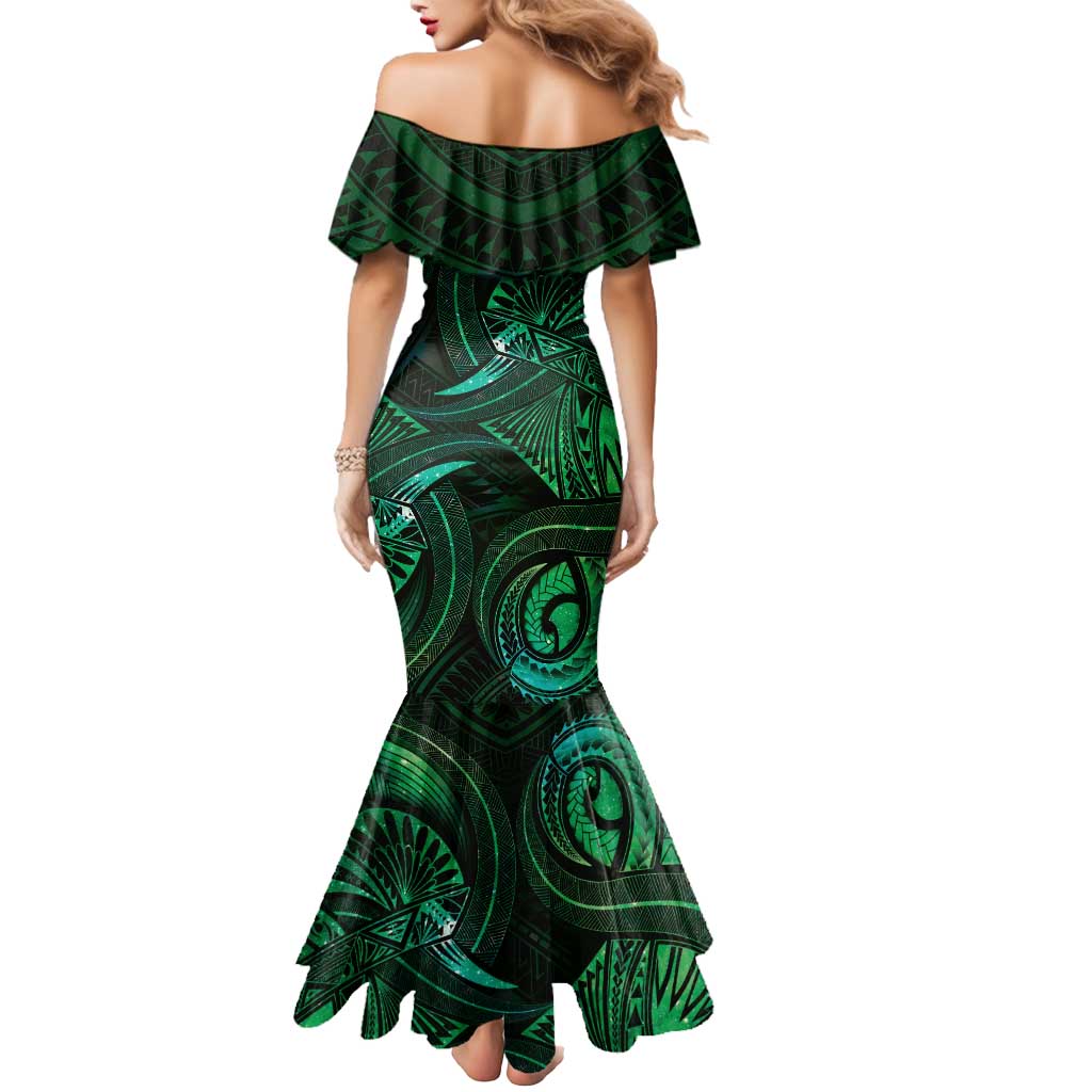 Personalised Polynesia Zodiac Taurus Mermaid Dress Galaxy Polynesian Pattern Chest Tattoo Style