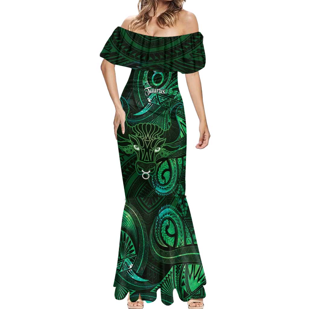 Personalised Polynesia Zodiac Taurus Mermaid Dress Galaxy Polynesian Pattern Chest Tattoo Style
