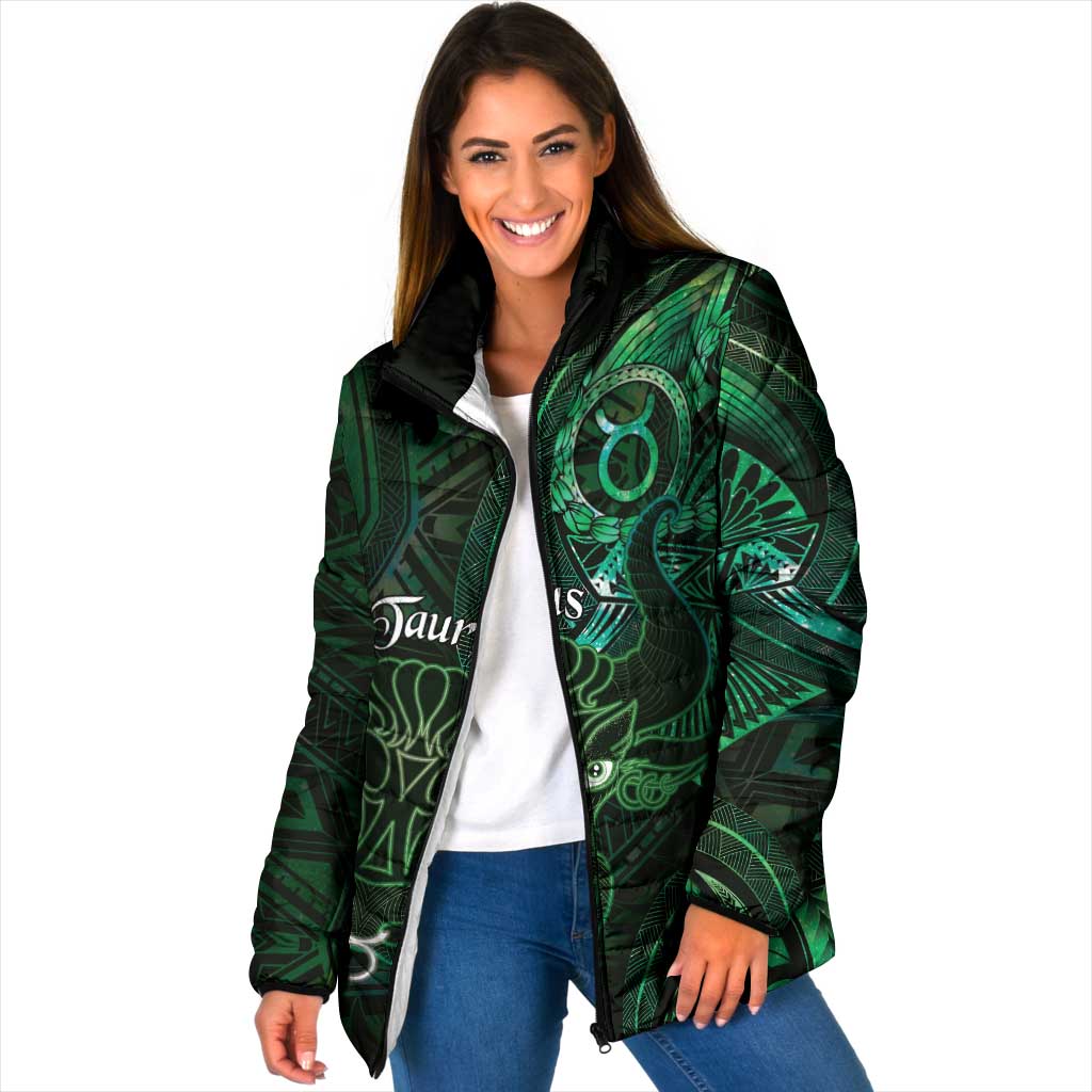 Personalised Polynesia Zodiac Taurus Padded Jacket Galaxy Polynesian Pattern Chest Tattoo Style