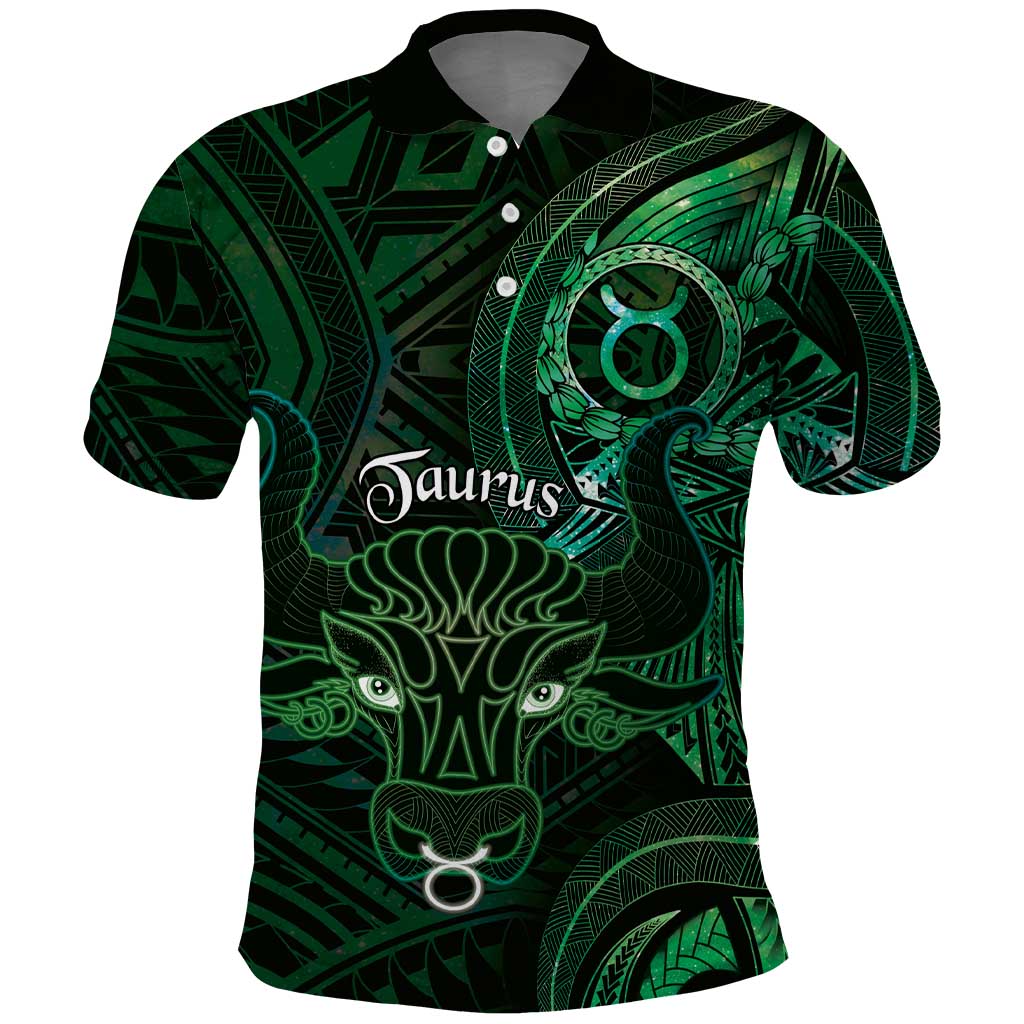 Personalised Polynesia Zodiac Taurus Polo Shirt Galaxy Polynesian Pattern Chest Tattoo Style