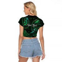 Personalised Polynesia Zodiac Taurus Raglan Cropped T Shirt Galaxy Polynesian Pattern Chest Tattoo Style