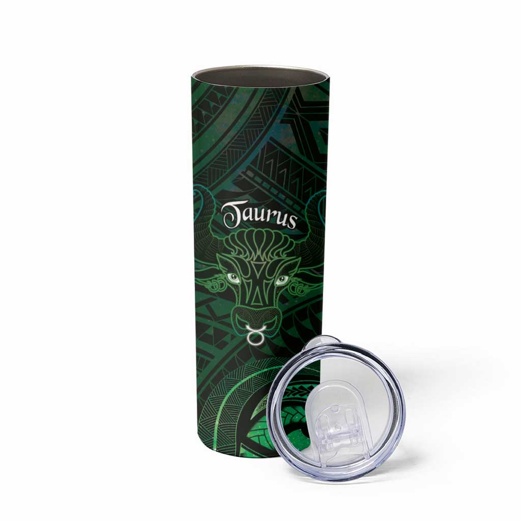 Personalised Polynesia Zodiac Taurus Skinny Tumbler Galaxy Polynesian Pattern Chest Tattoo Style