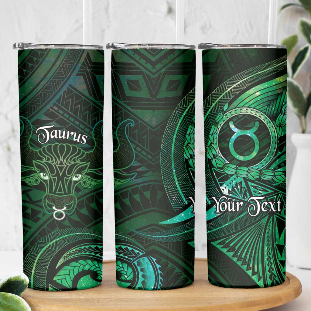 Personalised Polynesia Zodiac Taurus Skinny Tumbler Galaxy Polynesian Pattern Chest Tattoo Style