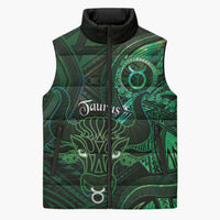 Personalised Polynesia Zodiac Taurus Sleeveless Puffer Jacket Galaxy Polynesian Pattern Chest Tattoo Style