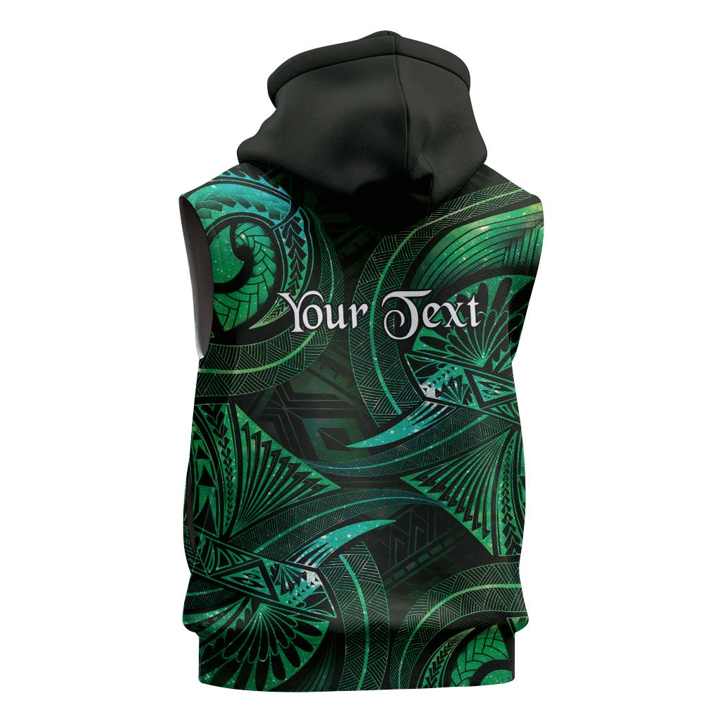 Personalised Polynesia Zodiac Taurus Sleeveless Zip Hoodie Galaxy Polynesian Pattern Chest Tattoo Style