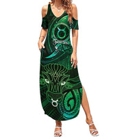 Personalised Polynesia Zodiac Taurus Summer Maxi Dress Galaxy Polynesian Pattern Chest Tattoo Style