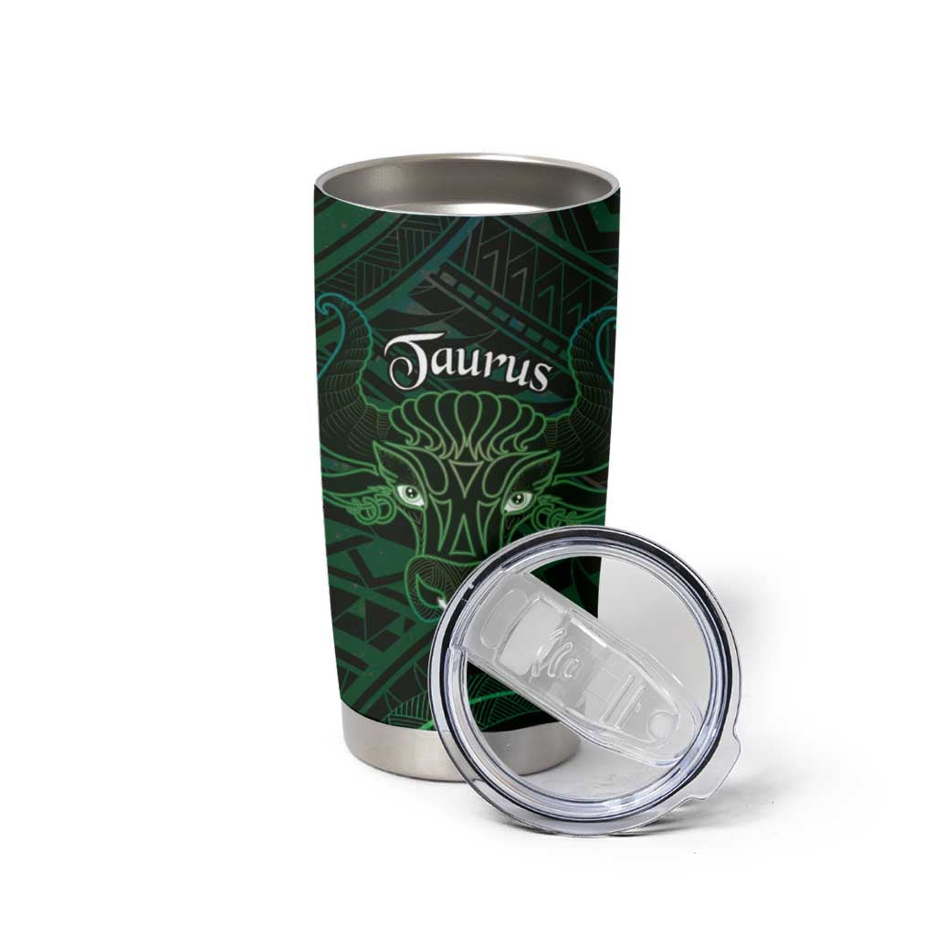 Personalised Polynesia Zodiac Taurus Tumbler Cup Galaxy Polynesian Pattern Chest Tattoo Style