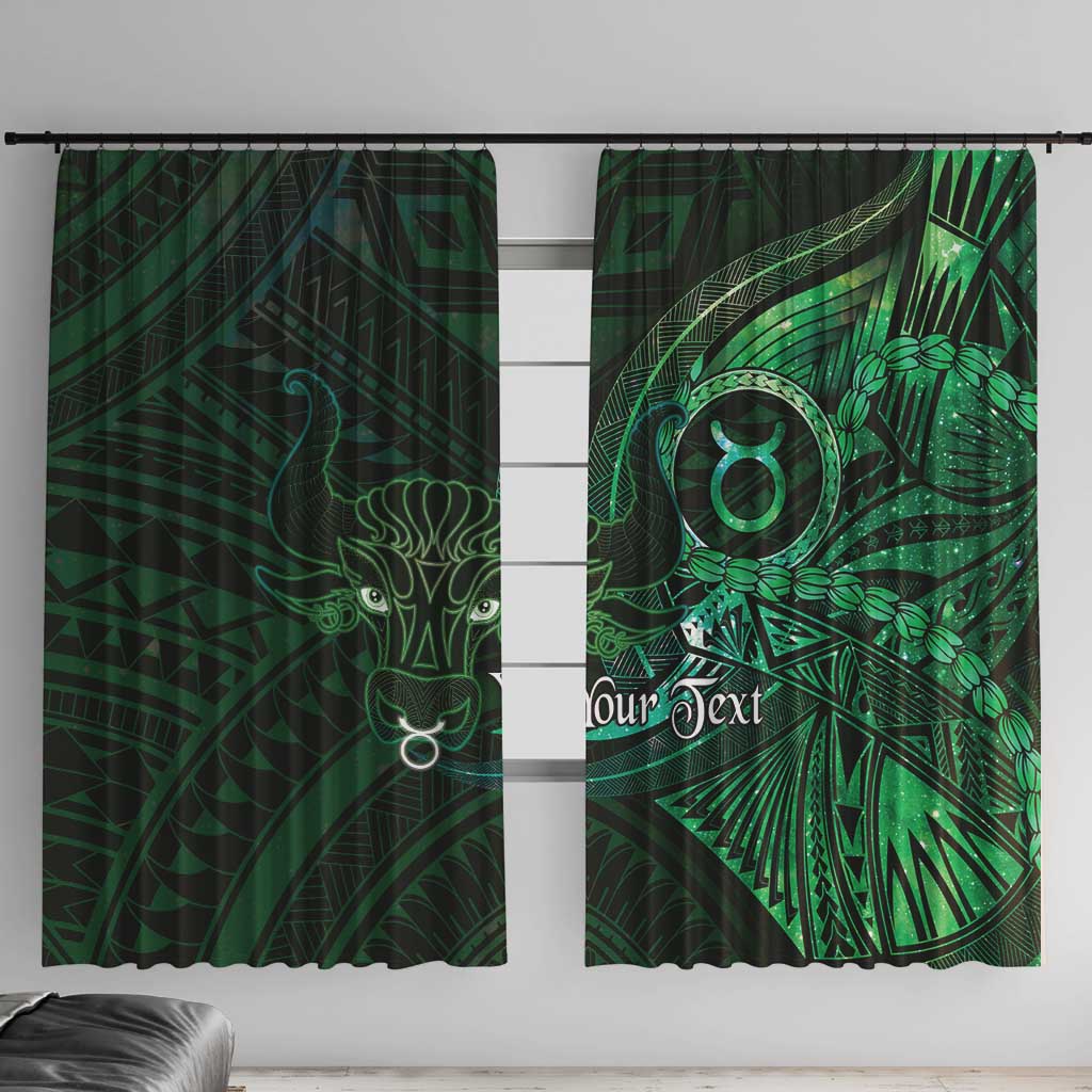 Personalised Polynesia Zodiac Taurus Window Curtain Galaxy Polynesian Pattern Chest Tattoo Style