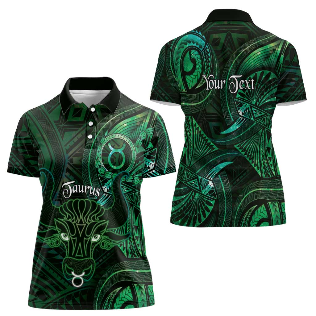 Personalised Polynesia Zodiac Taurus Women Polo Shirt Galaxy Polynesian Pattern Chest Tattoo Style